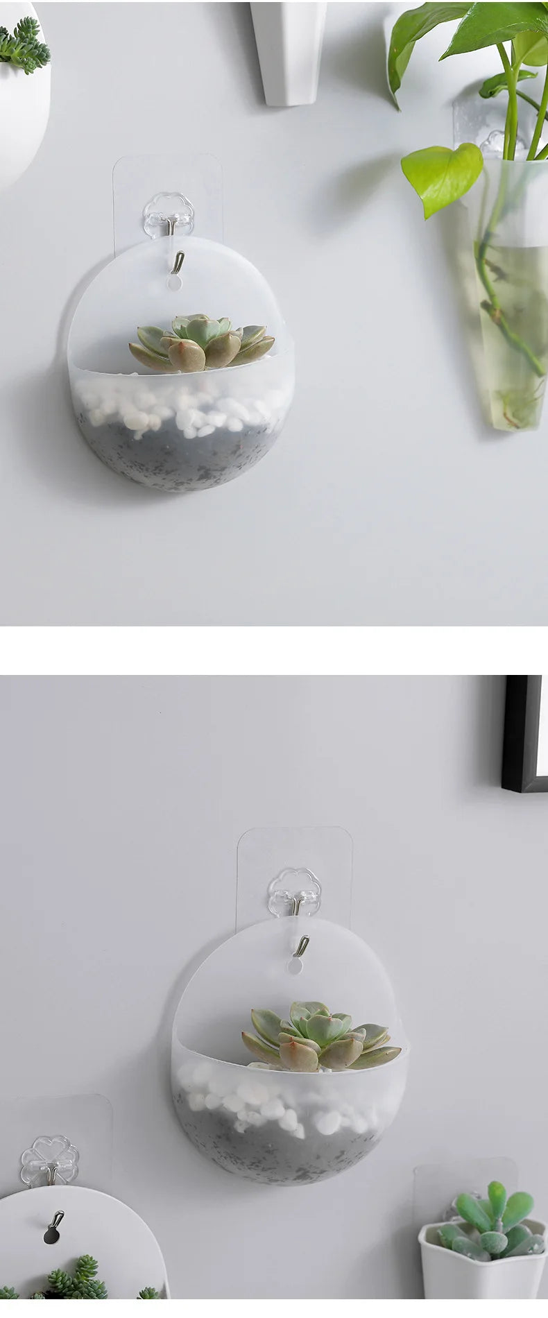 Hydroponic Wall Hanging Flower Pot, Lazy Plastic Vase, Green Flower Pot, #2660