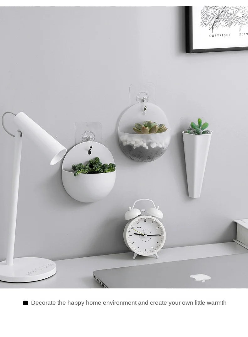 Hydroponic Wall Hanging Flower Pot, Lazy Plastic Vase, Green Flower Pot, #2660