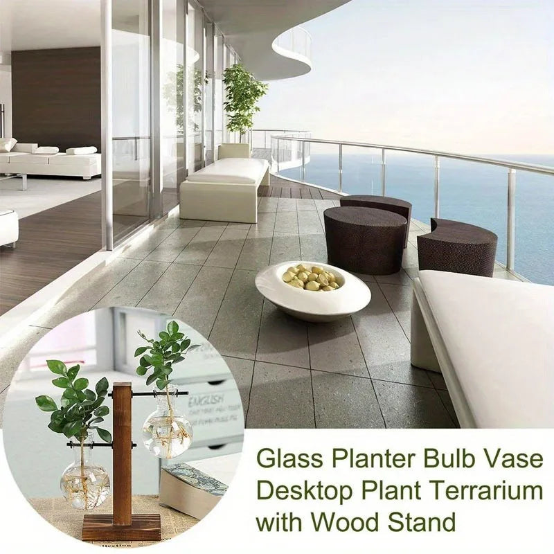 Hydroponic Glass Vase, Vintage Desktop Plant Terrarium Planter Bulb Water Planting Propagation Vase Planters Hydroponics Plants