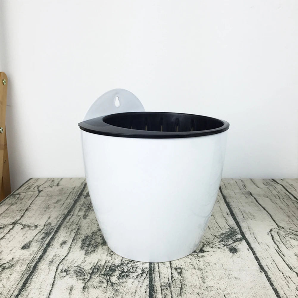 Wall-Mounted Flower Pot Automatic Water-Absorbing Plastic Soil Or Hydroponics System Pot For Wall Balcony Flower Pot Holder