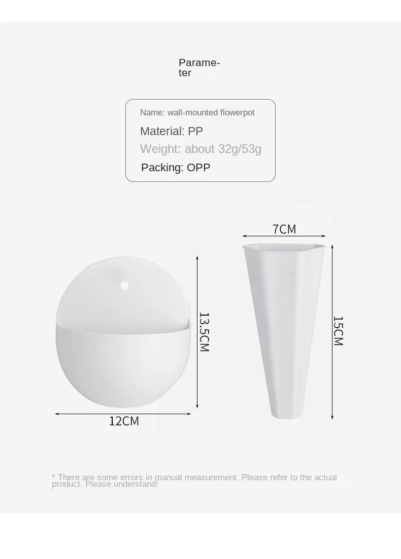 Hydroponic Wall Hanging Flower Pot, Lazy Plastic Vase, Green Flower Pot, #2660