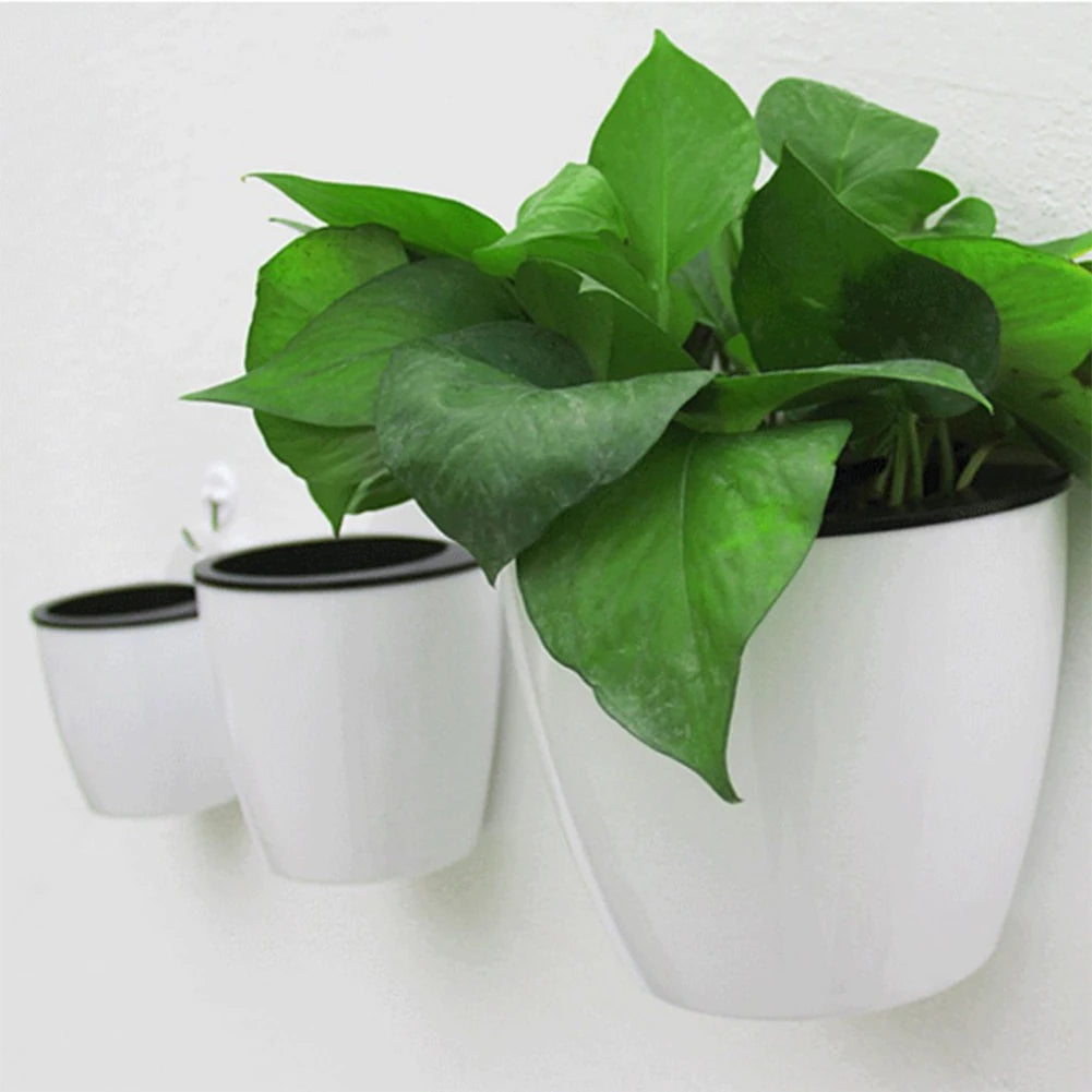 Wall-Mounted Flower Pot Automatic Water-Absorbing Plastic Soil Or Hydroponics System Pot For Wall Balcony Flower Pot Holder